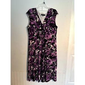 Jones New York 14W Plus‎ Size Dress Floral Purple Stretchy Slinky